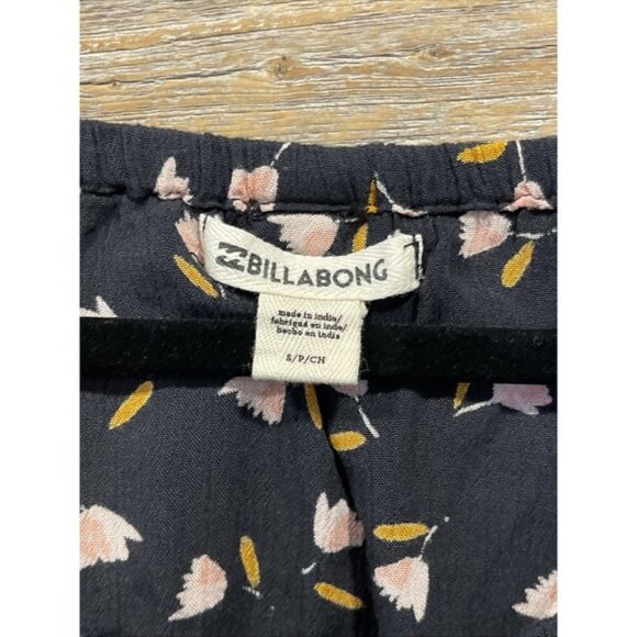 Billabong Women's Black Floral Light It Up Off the Shoulder Long Sleeve Top S - Picture 4 of 5